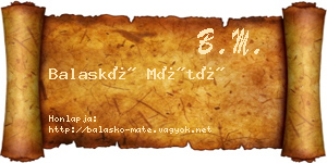 Balaskó Máté névjegykártya